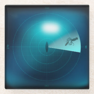 Ship Sonar Afbeelding van Reuzeninktvis Nautische  Glazen Onderzetter