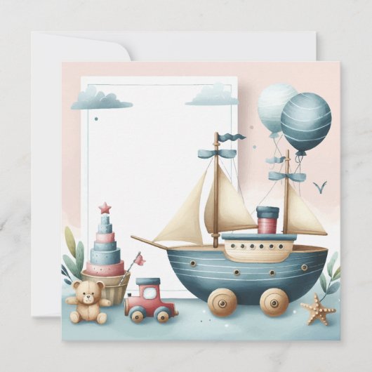 Ship speelgoed baby boy kaart (Voorkant)