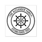 Ship Wheel Family Name Date Estd Rope Lijst Zelfinktende Stempel (Design)