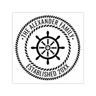 Ship Wheel Family Name Date Estd Rope Lijst Zelfinktende Stempel
