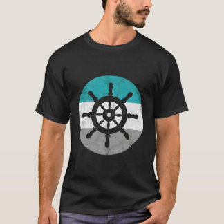 Ship Wheel Retro Boot Gift voor Mannen Vrouwen Jon T-shirt
