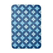 Shippo met bloemmotif, indigoblauw en wit badmat (Voorkant Verticaal)