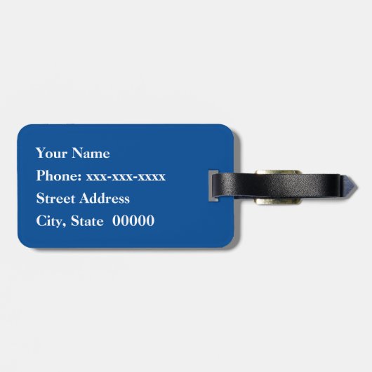 Shippo met bloemmotif, indigoblauw en wit bagagelabel (Achterkant horizontaal)