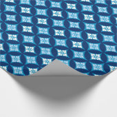 Shippo met bloemmotif, indigoblauw en wit cadeaupapier (Hoek)