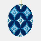 Shippo met bloemmotif, indigoblauw en wit keramisch ornament (Rechts)