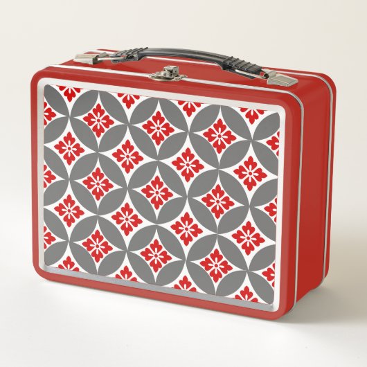 Shippo met bloemmotif, rood, wit en grijs (Voorkant)