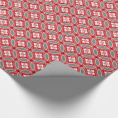 Shippo met bloemmotif, rood, wit en grijs cadeaupapier (Hoek)