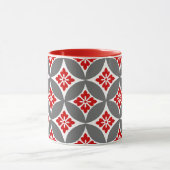 Shippo met bloemmotif, rood, wit en grijs mok (Midden)