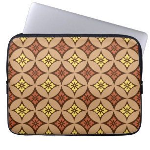 Shippo met Flower Motif, Brown and Golden Yellow Laptop Sleeve