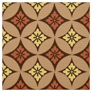 Shippo met Flower Motif, Brown and Golden Yellow Stof