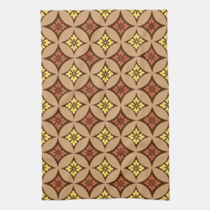 Shippo met Flower Motif, Brown and Golden Yellow Theedoek