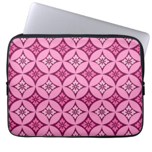 Shippo met Flower Motif, Pink en Burgundy Laptop Sleeve