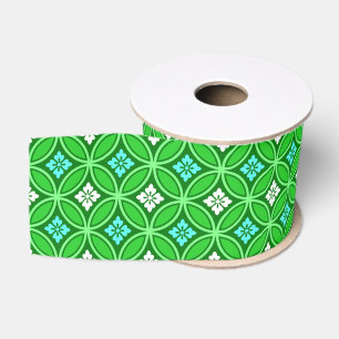 Shippo met Flower Motif, Shades of Jade Green Grosgrain Lint