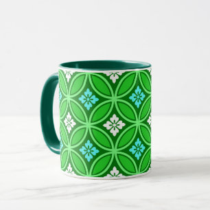 Shippo met Flower Motif, Shades of Jade Green Mok