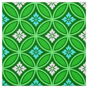 Shippo met Flower Motif, Shades of Jade Green Stof