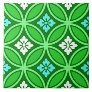 Shippo met Flower Motif, Shades of Jade Green Tegeltje