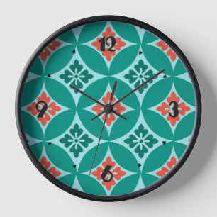 Shippo met Flower Motif, Turquoise en Coral