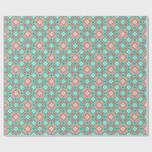 Shippo met Flower Motif, Turquoise en Coral Cadeaupapier (Vlak)