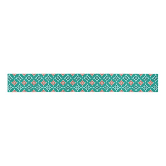 Shippo met Flower Motif, Turquoise en Coral Grosgrain Lint (Voorkant)