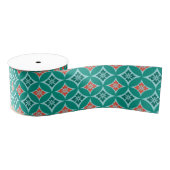 Shippo met Flower Motif, Turquoise en Coral Grosgrain Lint (Spoel)