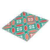 Shippo met Flower Motif, Turquoise en Coral Tegeltje (Zijkant)