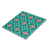 Shippo met Flower Motif, Turquoise en Coral Tegeltje (Zijkant)
