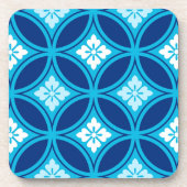 Shippo met ventilatormotif, diep indigoblauw bier onderzetter (Voorkant)