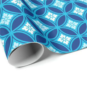 Shippo met ventilatormotif, diep indigoblauw cadeaupapier
