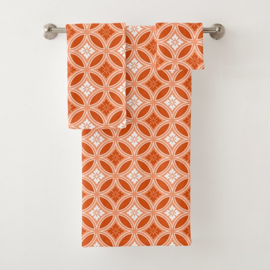 Shippo met ventilatormotif, Mandarijns Oranje Bad Handdoek (Insitu)