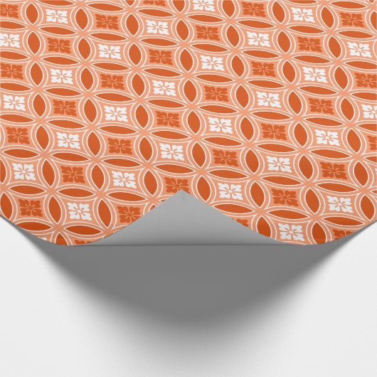 Shippo met ventilatormotif, Mandarijns Oranje Cadeaupapier (Hoek)