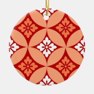 Shippo met ventilatormotif, Mandarijns Oranje Keramisch Ornament