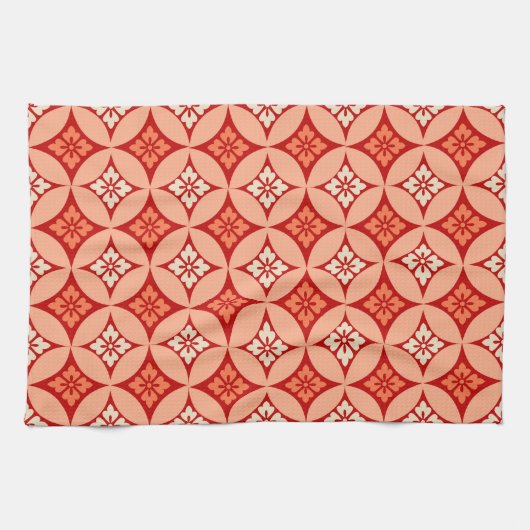 Shippo met ventilatormotif, Mandarijns Oranje Theedoek (Horizontaal)