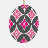 Shippo met ventilatormotif, roze en zilver grijs keramisch ornament (Rechts)