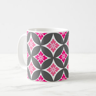 Shippo met ventilatormotif, roze en zilver grijs koffiemok
