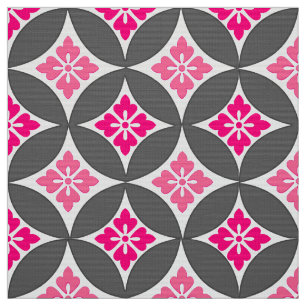 Shippo met ventilatormotif, roze en zilver grijs stof