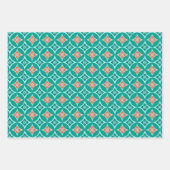 Shippo met ventilatormotif, zwart, wijn, Turquoise Inpakpapier Vel (Voorkant 3)