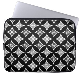 Shippo met ventilatormotif, zwart, wit en grijs laptop sleeve