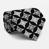 Shippo met ventilatormotif, zwart, wit en grijs stropdas (Opgerold)
