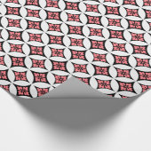 Shippo met ventilatormotif, zwart, wit en roze cadeaupapier (Hoek)