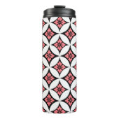 Shippo met ventilatormotif, zwart, wit en roze thermosbeker (Voorkant)