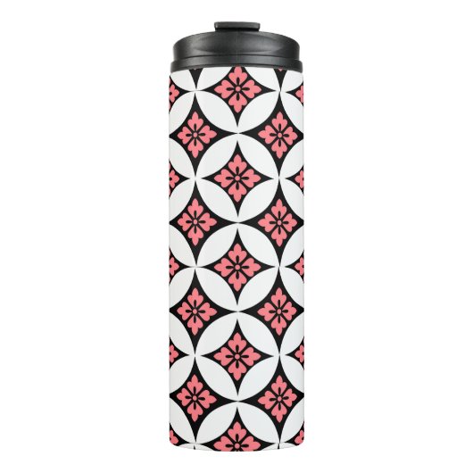 Shippo met ventilatormotif, zwart, wit en roze thermosbeker (Voorkant)