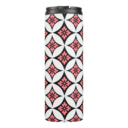 Shippo met ventilatormotif, zwart, wit en roze thermosbeker (Achterkant)