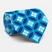 Shippo with Flower Motif, Deep Indigo Blue Stropdas (Opgerold)