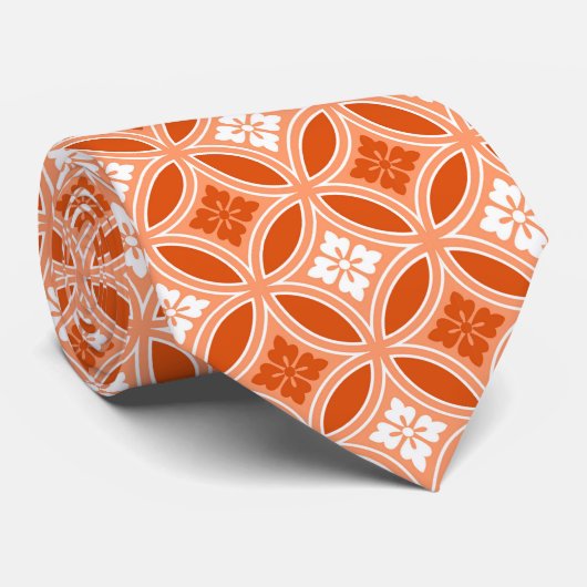 Shippo with Flower Motif, Mandarin Orange  Stropdas (Opgerold)