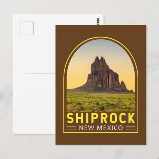 Shiprock New Mexico Retro Embleem Art  Briefkaart (Voorkant / Achterkant)