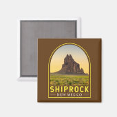 Shiprock New Mexico Retro Embleem Art  Magneet (Voorkant / Achterkant)