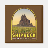 Shiprock New Mexico Retro Embleem Art  Magneet (Voorkant)