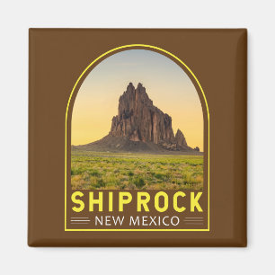 Shiprock New Mexico Retro Embleem Art  Magneet