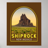 Shiprock New Mexico Retro Embleem Art Poster (Voorkant)