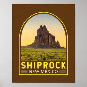 Shiprock New Mexico Retro Embleem Art  Poster